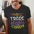 Halloween Teacher Will Trade Students For Candy Women Men Men's V-Neck T-Shirt, funny gift