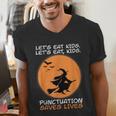 Halloween Teacher Witch Lets Eat Kids Punctuation Men's V-Neck T-Shirt, funny gift