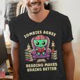 Halloween Teacher Zombie Reading Is Good For Brains Men's V-Neck T-Shirt, funny gift Halloween Teacher Zombie Reading Is Good For Brains Men's V-Neck T-Shirt, funny gift