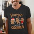 Hangin With My Cookies Gingerbread Women Christmas Teacher Men's V-Neck T-Shirt, funny gift
