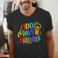 Happy 100th Day Of School 100 Days Brighter Girls Teacher Men's V-Neck T-Shirt, funny gift Happy 100th Day Of School 100 Days Brighter Girls Teacher Men's V-Neck T-Shirt, funny gift