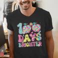 Happy 100th Day Of School 100 Days Brighter Teachers Kids Men's V-Neck T-Shirt, funny gift Happy 100th Day Of School 100 Days Brighter Teachers Kids Men's V-Neck T-Shirt, funny gift