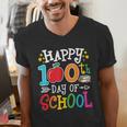 Happy 100th Day Of School Teachers 100 Days Of School Kids Men's V-Neck T-Shirt, funny gift