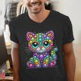 Happy Dot Day Colorful Polka Dot Cat Kitten Teachers Kids Men's V-Neck T-Shirt, funny gift Happy Dot Day Colorful Polka Dot Cat Kitten Teachers Kids Men's V-Neck T-Shirt, funny gift