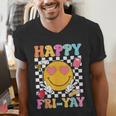 Happy Fri-Yay Groovy Teacher Friday Weekend Fri Yay Men's V-Neck T-Shirt, Groovy Teacher Shirts, funny gift