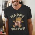 Happy Fri Yay Retro French Fries Friday Lovers Fun Teacher Men's V-Neck T-Shirt, funny gift