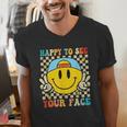 Happy To See Your Face Hippie Smile Back To School Teachers Men's V-Neck T-Shirt, funny gift Happy To See Your Face Hippie Smile Back To School Teachers Men's V-Neck T-Shirt, funny gift