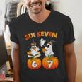 Haunted By 67 Boo Ghost Pumpkin Halloween Teacher Men's V-Neck T-Shirt, funny gift