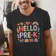 Hello Pre-K Back To School Teacher Student Fun Graphic Tee Men's V-Neck T-Shirt, funny gift