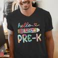 Hello Pre-K Pencil Teacher Student Tie Dye Men's V-Neck T-Shirt, funny gift Hello Pre-K Pencil Teacher Student Tie Dye Men's V-Neck T-Shirt, funny gift