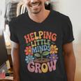 Helping Little Minds Grow Teacher First Day Back To School Men's V-Neck T-Shirt, funny gift Helping Little Minds Grow Teacher First Day Back To School Men's V-Neck T-Shirt, funny gift