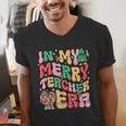 In My Holly Xmas Jolly Teacher Era Teacher Vibes Christmas Men's V-Neck T-Shirt, funny gift In My Holly Xmas Jolly Teacher Era Teacher Vibes Christmas Men's V-Neck T-Shirt, funny gift