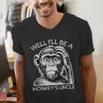 Well I'Ll Be a Monkey's Uncle Teacher And Student Men's V-Neck T-Shirt, funny gift
