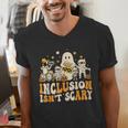Inclusion Isn't Scary Mummy Boo Ghost Halloween SLP Teacher Men's V-Neck T-Shirt, funny gift