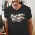 Inclusion Matters Retro Special Education Teacher Women Men's V-Neck T-Shirt, funny gift