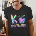 K Is For Kindergarten Teacher Tie Dye Back To School Kinder Men's V-Neck T-Shirt, funny gift K Is For Kindergarten Teacher Tie Dye Back To School Kinder Men's V-Neck T-Shirt, funny gift
