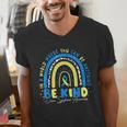 Be Kind Rainbow Down Syndrome Awareness Teacher Blue Yellow Men's V-Neck T-Shirt, funny gift Be Kind Rainbow Down Syndrome Awareness Teacher Blue Yellow Men's V-Neck T-Shirt, funny gift