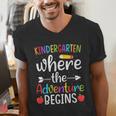 Kindergarten Where The Adventure Begins Shirt Children's Teacher Men's V-Neck T-Shirt, funny gift