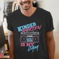 Kindergarten Is My Jam Vintage 80s Boombox Teacher Student Men's V-Neck T-Shirt, funny gift