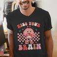 Kiss Your Brain Valentines Test Day Teacher Squad Kids Men's V-Neck T-Shirt, funny gift