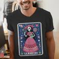 La Maestra Halloween Mexican Bingo Card Teacher Lottery Card Men's V-Neck T-Shirt, funny gift La Maestra Halloween Mexican Bingo Card Teacher Lottery Card Men's V-Neck T-Shirt, funny gift