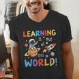 Learning Is Out Of This World Space Back To School Teacher Men's V-Neck T-Shirt, funny gift