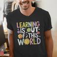 Learning Is Out Of This World Space Teacher Cute Groovy Men's V-Neck T-Shirt, Groovy Teacher Shirts, funny gift Learning Is Out Of This World Space Teacher Cute Groovy Men's V-Neck T-Shirt, Groovy Teacher Shirts, funny gift