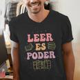 Leer Es Poder Groovy Spanish Teacher Bilingual Maestra Men Women Men's V-Neck T-Shirt, Groovy Teacher Shirts, funny gift