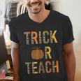 Leopard Trick Or Teach Halloween Teacher Costume Women Men's V-Neck T-Shirt, funny gift Leopard Trick Or Teach Halloween Teacher Costume Women Men's V-Neck T-Shirt, funny gift