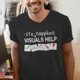Life Happens Visuals Help Special Education Teacher Aide Men's V-Neck T-Shirt, funny gift Life Happens Visuals Help Special Education Teacher Aide Men's V-Neck T-Shirt, funny gift