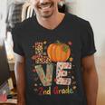 Love 2nd Grade Happy Fall Thanksgiving For 2nd Teacher For Men Women Girls Kids Men's V-Neck T-Shirt, 2nd Grade Teacher Shirts, funny gift