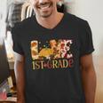 Love First Grade Happy Fall Thanksgiving Women 1st Teacher Men's V-Neck T-Shirt, First Grade Teacher Shirts, funny gift