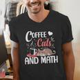 I Love Math Cats And Coffee Heart Mathematics Teacher Men's V-Neck T-Shirt, funny gift
