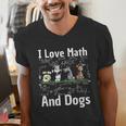 I Love Maths And Dogs Puppy Dog Lover Teacher Student Men's V-Neck T-Shirt, funny gift