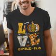 LOVE Pre-K Pumpkin Teacher Student Halloween Costume Men's V-Neck T-Shirt, funny gift