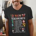 Math Teacher Christmas 12 Days Of Teaching Math Christmas Men's V-Neck T-Shirt, funny gift Math Teacher Christmas 12 Days Of Teaching Math Christmas Men's V-Neck T-Shirt, funny gift