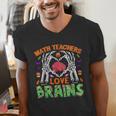 Math Teacher Love Brain Heart Skeleton Hand Zombie Halloween Men's V-Neck T-Shirt, funny gift Math Teacher Love Brain Heart Skeleton Hand Zombie Halloween Men's V-Neck T-Shirt, funny gift