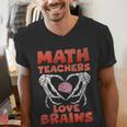 Math Teachers Love Brains Scary Halloween Men Women Men's V-Neck T-Shirt, funny gift Math Teachers Love Brains Scary Halloween Men Women Men's V-Neck T-Shirt, funny gift