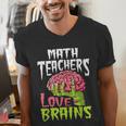Math Teachers Love Brains Zombie Teacher School Halloween Men's V-Neck T-Shirt, funny gift Math Teachers Love Brains Zombie Teacher School Halloween Men's V-Neck T-Shirt, funny gift