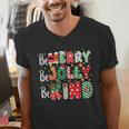 Be Merry Be Jolly Be Kind Merry Christmas Teacher Xmas PJs Men's V-Neck T-Shirt, funny gift