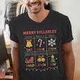 Merry Syllables Teacher Christmas Educational Kids Men's V-Neck T-Shirt, funny gift