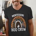 Montessori Teacher Halloween Boo Rainbow Leopard Halloween Men's V-Neck T-Shirt, funny gift