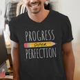 Motivational Progress Over Perfection Back To School Teacher Men's V-Neck T-Shirt, funny gift Motivational Progress Over Perfection Back To School Teacher Men's V-Neck T-Shirt, funny gift