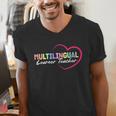 Multilingual Learner Teacher Heart Men's V-Neck T-Shirt, funny gift Multilingual Learner Teacher Heart Men's V-Neck T-Shirt, funny gift