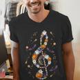 Music Note Symbol Halloween For Music Teacher Musicians Men's V-Neck T-Shirt, funny gift