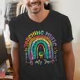 Musical Teacher Teaching Music Is My Jam Rainbow Tie Dye Men's V-Neck T-Shirt, funny gift