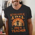 Nothing Scare Me I'm a Pre-k Teacher Matching Halloween For Men Women Men's V-Neck T-Shirt, funny gift