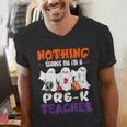 Nothing Scares Me I'm A Pre-K Teacher Halloween Ghosts Men's V-Neck T-Shirt, funny gift Nothing Scares Me I'm A Pre-K Teacher Halloween Ghosts Men's V-Neck T-Shirt, funny gift