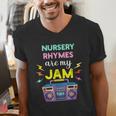 Nursery Rhymes Are My Jam 80s Retro Teachers & Students Kids Men's V-Neck T-Shirt, funny gift