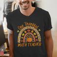 One Thankful Math Teacher Thanksgiving Autumn Fall Rainbow Men's V-Neck T-Shirt, funny gift One Thankful Math Teacher Thanksgiving Autumn Fall Rainbow Men's V-Neck T-Shirt, funny gift
